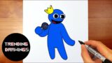 How To Draw FNF MOD Character – Blue Rainbow Friends Easy Step by Step