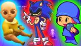 Yelloy Baby VS Pocoyo, Mommy FNF, Corrupted Sonic, Happy Mickey | Dash Full Mod fight FnF