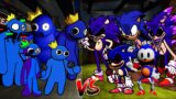 All Blue VS All Sonic.EXE – ALL PHASES Friday Night Funkin' (Roblox Rainbow Friends)