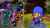 FNF Pocoyo Vs All Rainbow Friends Sings Friends To Your End | Pocoyo Has a Trampoline x ROBLOX