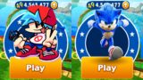 Sonic Dash vs Friday Night Funkin Run – Movie Sonic vs All Bosses Zazz Eggman – Run Gameplay