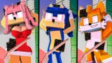 Chibi Sonic and friends Tails Amy Knuckles | FNF Sonic exe Minecraft Animation Zero Two Dodging meme