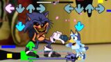 FNF Sonic.Exe 2.0/3.0 vs Bluey, Bingo & Mackenzie Sings Sliced Pibby | Annoying Orange FNF Mods