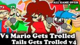 FNF | Vs Mario Gets Trolled – Tails Gets Trolled V4 (FREE PLAY + ALL GAME OVER) | Mods/Gameplay |