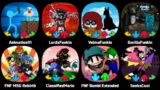 FNF Animation V1, FNF Lord X, FNF Gorilla, FNF MSG Rebirth, FNF Classified Mario, FNF Bambi Extended