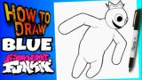 HOW TO DRAW BLUE from ROBLOX RAINBOW FRIENDS vs FRIDAY NIGHT FUNKIN' | como dibujar a BLUE de roblox
