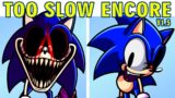 SONIC.EXE High-Effort Too Slow Encore Rebooted v1.5 & Friday Night Funkin + New Update (FNF MOD)