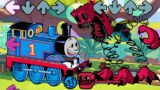 FNF Thomas Big Engine Brawl vs Huggy Wuggy Sings Bluey Can Can | Poppy Playtime 3 FNF Mods