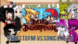 Dark Deception React to Friday Night Funkin VS Sonic.EXE 2.0 | Gacha Club