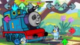 FNF Thomas Railway Showdown vs Bluey, Bingo & Mackenzie Sings Bluey Can Can | Smile Song FNF Mods