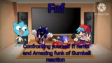 Fnf react to Confronting yourself FF remix and The Amazing funk of Gumball mod! (Gacha club)